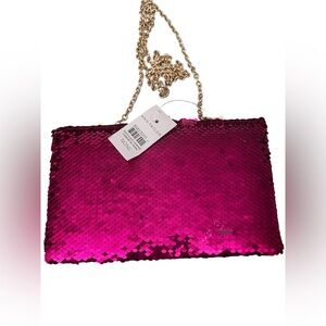 Ann Taylor Pink Valentine’s Sequin Clutch Crossbody Shoulder Bag